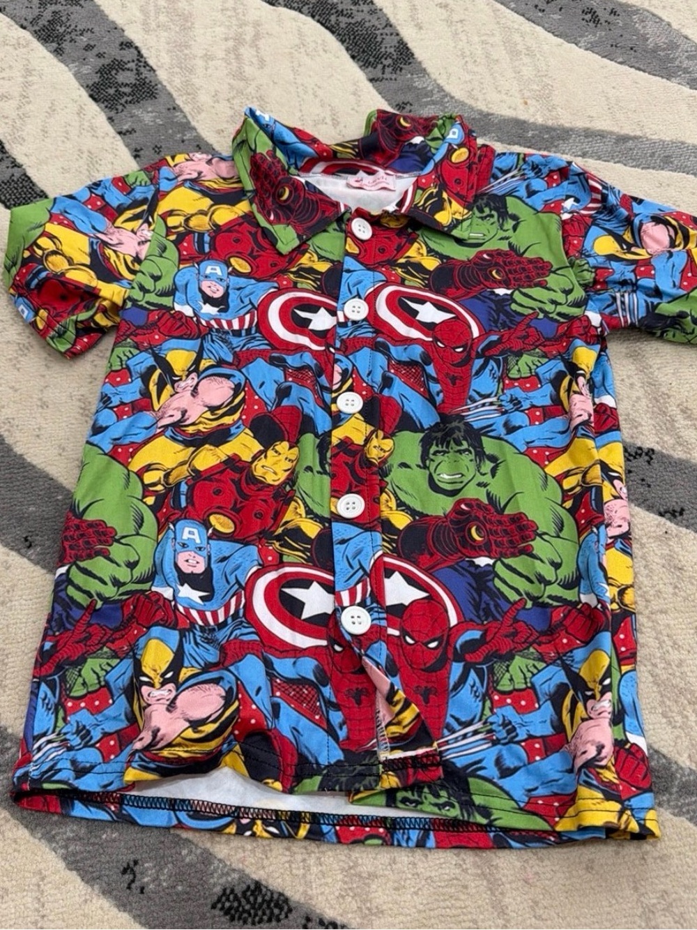 Marvel Boys Multicolor Superhero Button-Up Shirt